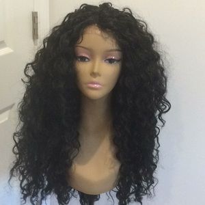 Black water wave spiral lace front wig